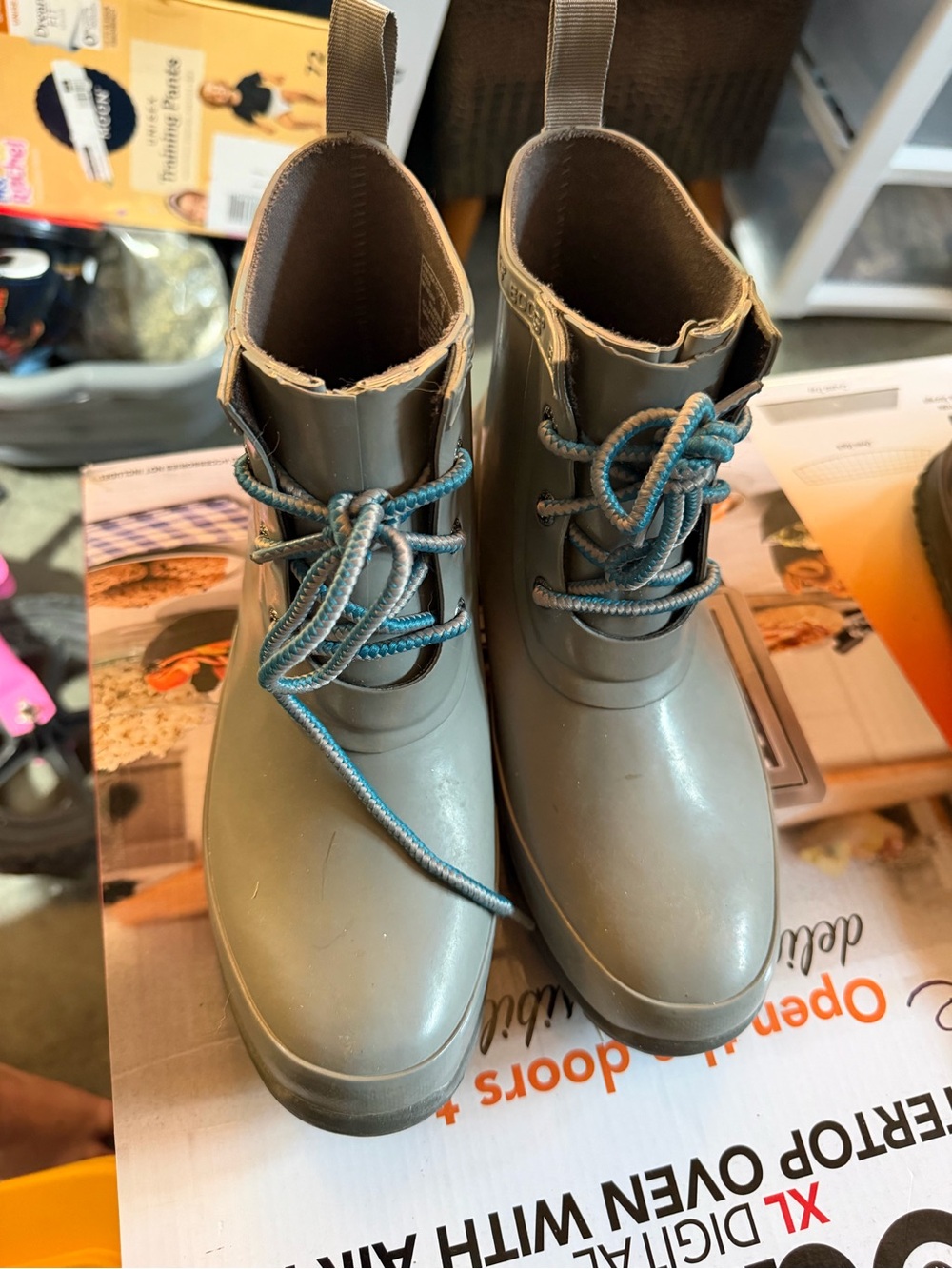 Bogs Grey Waterproof Lace-Up Boots with Black Interior